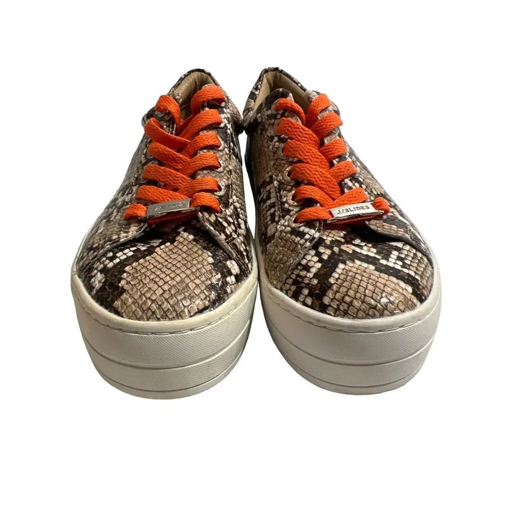 J Slides Hilton Snakeskin Brown Leather upper Platform Womens Sneakers Sneaker